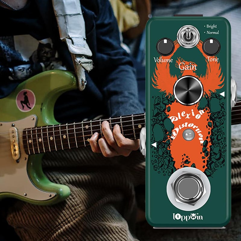IOppWin PLEXION Classic Plexion Distortion Pedal - Vintage Distortion Tone, 3-Knob Control (Gain/Tone/Volume), Bright/Normal Toggle, True Bypass (DC 9V) - Image 3